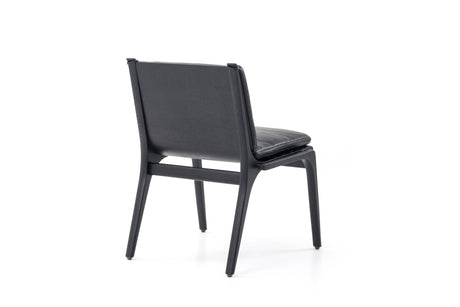 Rén Esszimmerstuhl, schwarze Eiche, Kissen m. schwarzem Leder - 2 - Jacobsen Plus