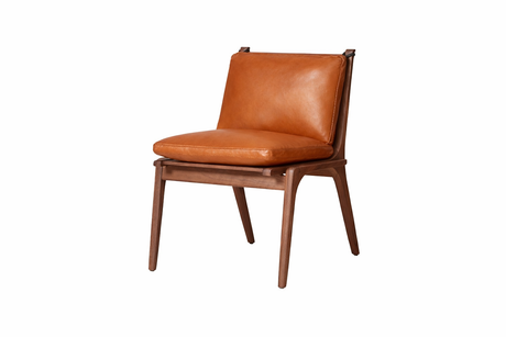 Rén Esszimmerstuhl, Walnuss, Kissen mit Cognac Leder - 1 - Jacobsen Plus