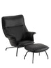 Doze Lounge Chair inkl. Fußhocker, black refine leather fra Muuto
