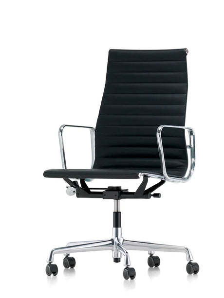 Aluminium Chair EA 119 Bürostuhl, schwarz Leder von Vitra - 1 - Jacobsen Plus