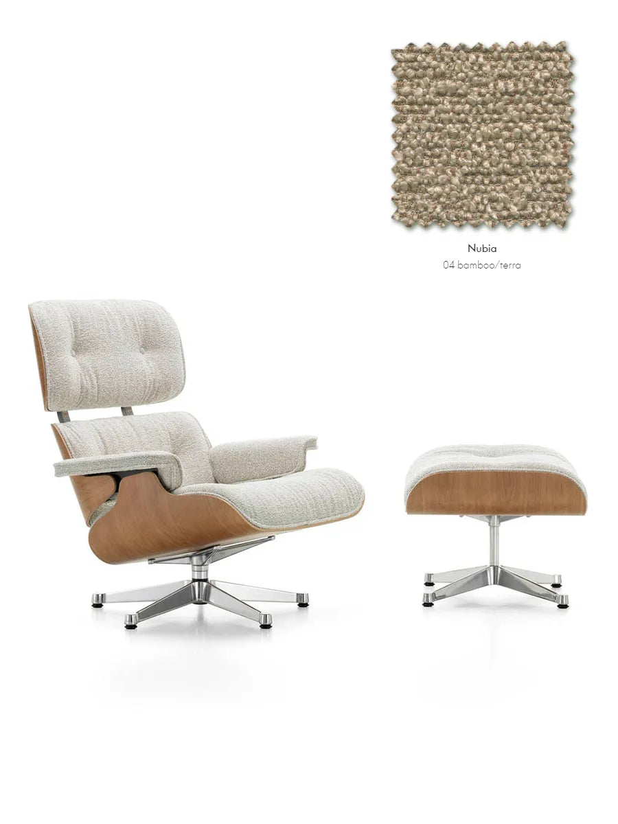 Eames Lounge Chair inkl. Fodskammel, valnød/Nubia fra Vitra - Bamboo - Terra - Jacobsen Plus
