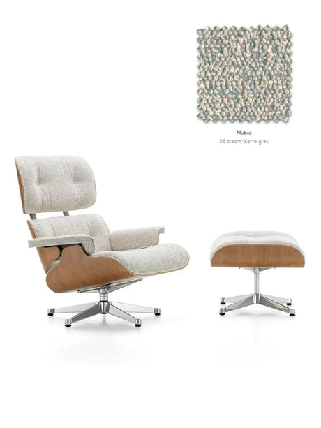Eames Lounge Chair inkl. Fußhocker, Walnuss/Nubia von Vitra - Cream - Sierra Grau - Jacobsen Plus