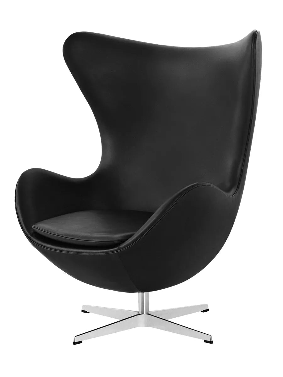 Egg™ Sessel, Schwarz Leder/Aluminium von Arne Jacobsen - 1 - Jacobsen Plus