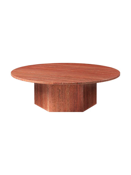 Epic Coffee Table Ø110 cm, Travertin von GUBI - Burnt Red - Jacobsen Plus