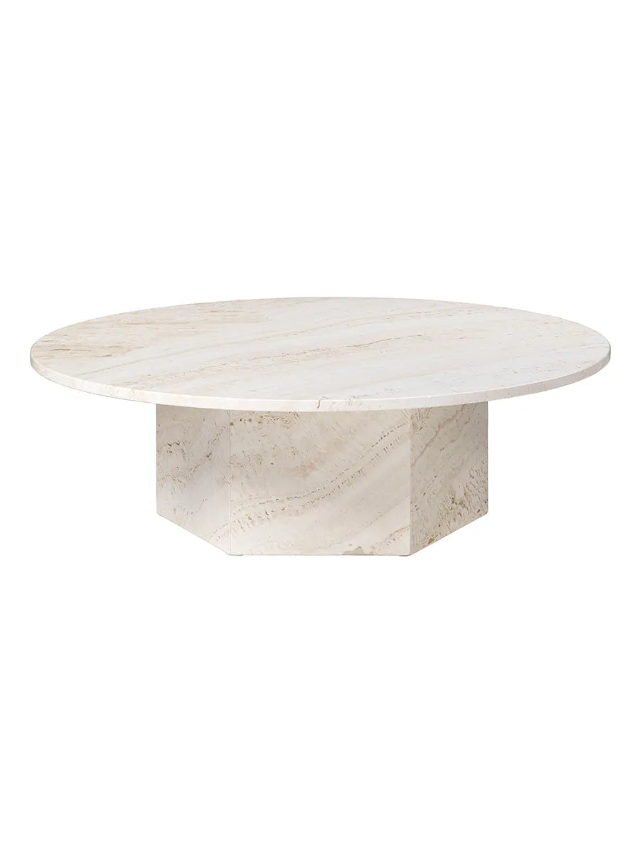 Epic Coffee Table Ø110 cm, travertine fra GUBI - Neutral White - Jacobsen Plus