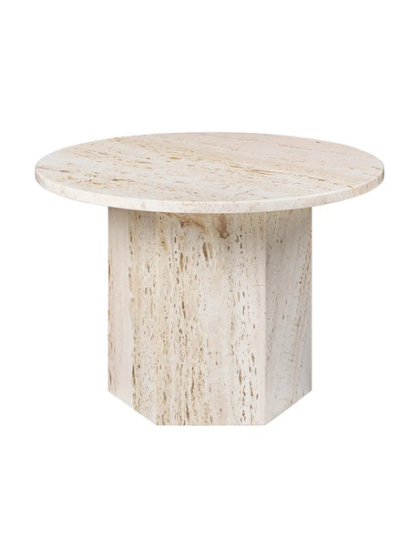 Epic Coffee Table Ø60 cm, Travertin von GUBI - Burnt Red - Jacobsen Plus