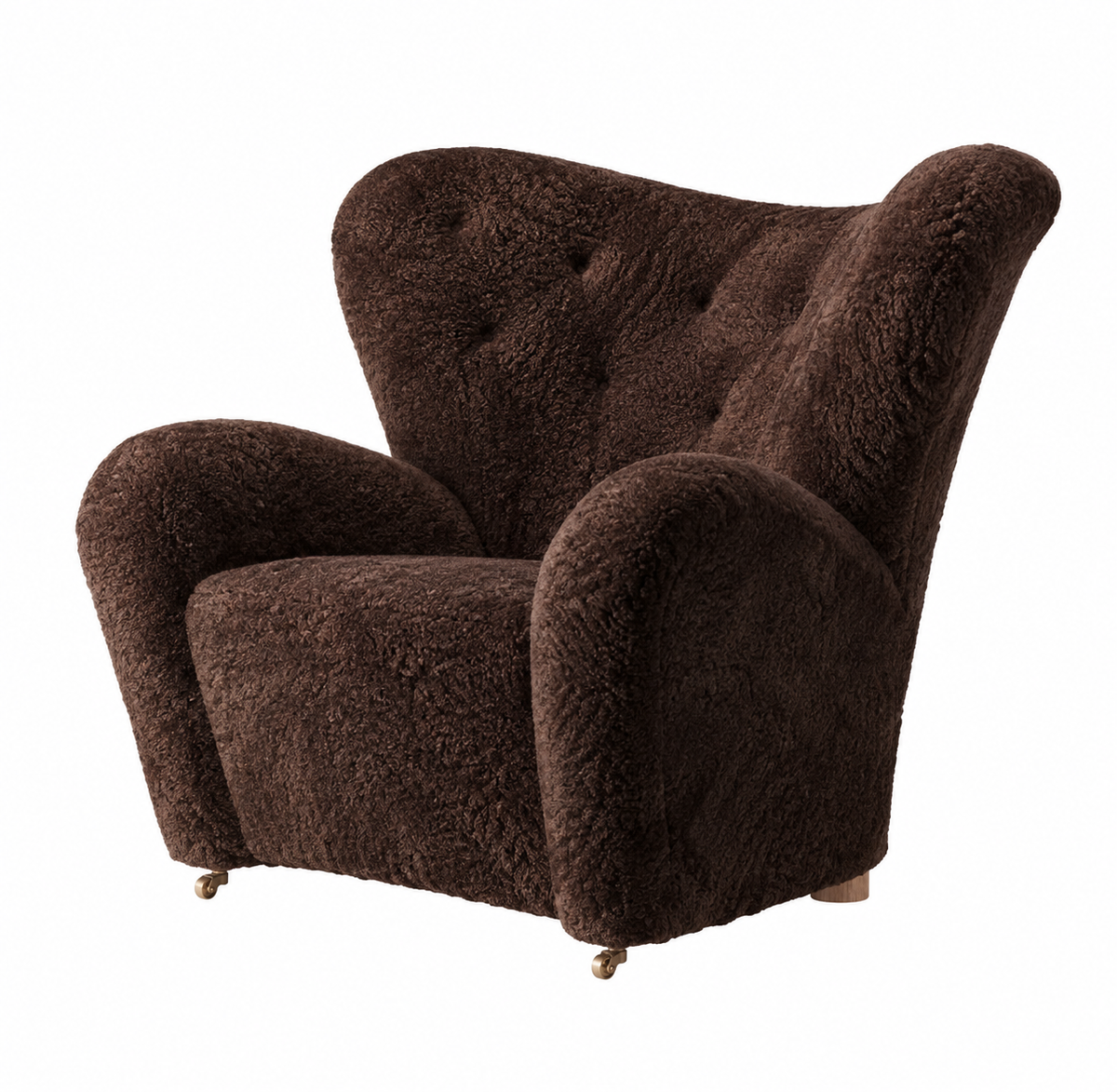 The Tired Man Lehnstuhl fra Audo Copenhagen - Natural Oak - Sheepskin Espresso - Jacobsen Plus