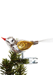 Fugl m. Klemme 10 cm, sølvfarvet/guld fra Brink Nordic