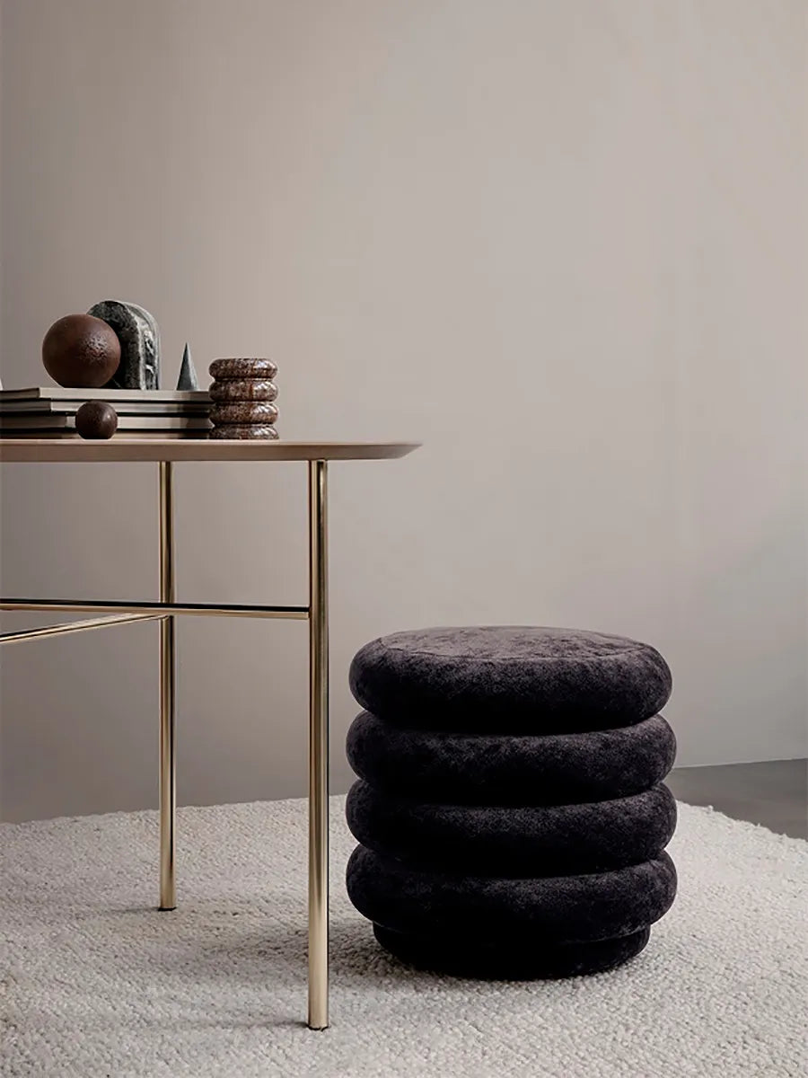 Pouf Round, faded velvet fra Ferm living - 2 - Jacobsen Plus
