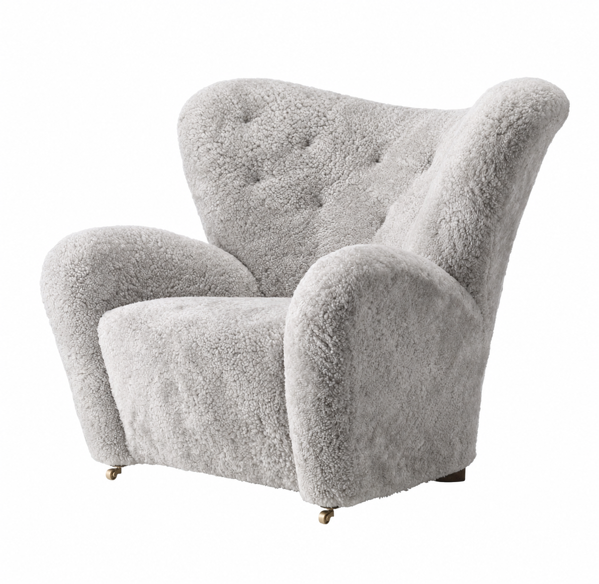 The Tired Man Lehnstuhl fra Audo Copenhagen - Dark Stained Oak - Sheepskin Green Tea - Jacobsen Plus