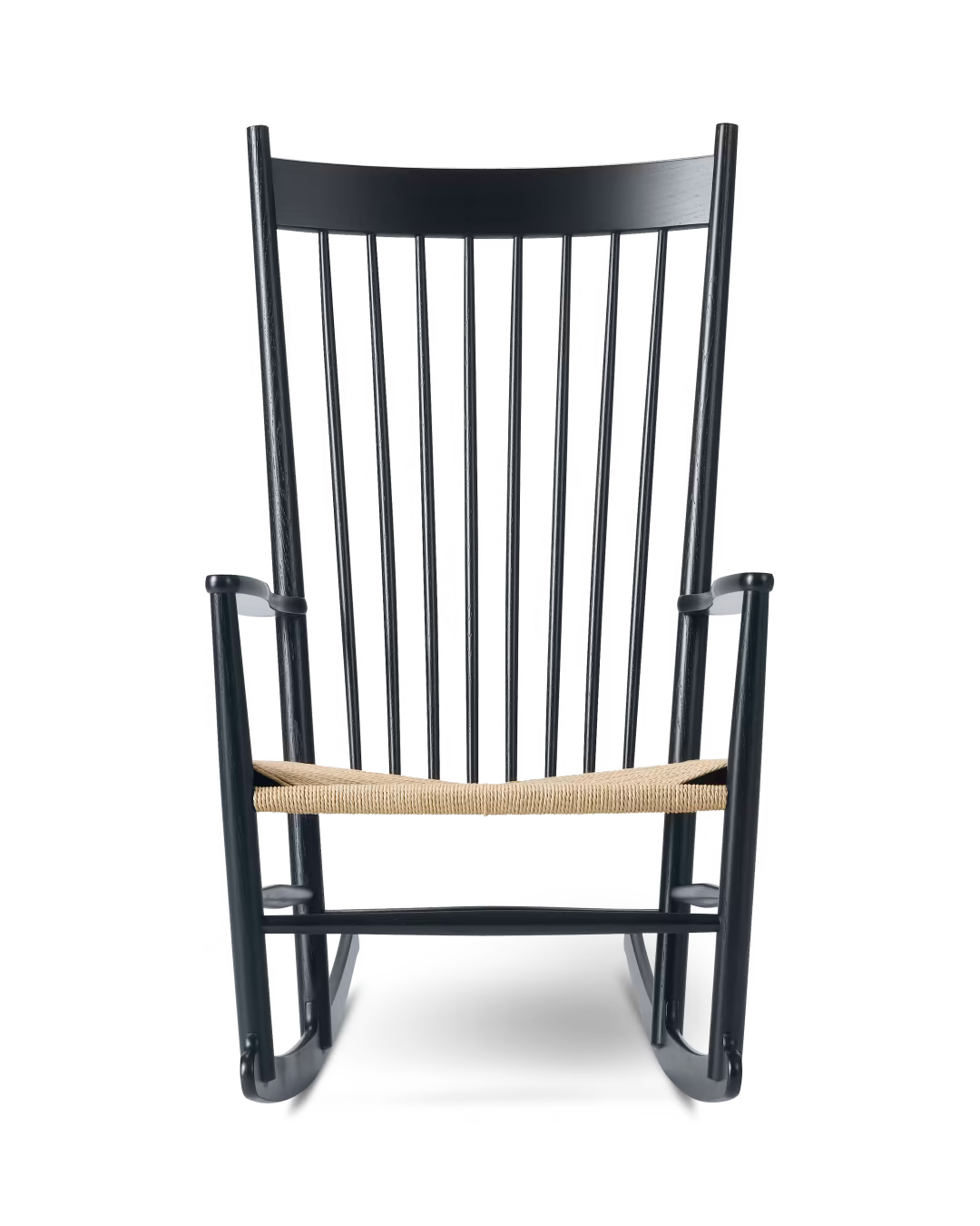 J16 Gyngestol af Hans J. Wegner - Eg sort lakeret-Naturflet - Jacobsen Plus