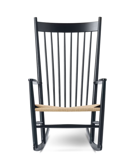 J16 Schaukelstuhl von Hans J. Wegner - Eiche Schwarz lackiert-Naturgeflecht - Jacobsen Plus