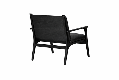 Rén loungestol, large, sort eg, hynder m. sort læder - 2 - Jacobsen Plus