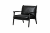 Rén Lounge-Sessel, large, Schwarz Eiche, Kissen m. Schwarz Leder