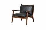 Rén Lounge-Sessel, large, Walnuss, Kissen m. schwarzem Leder - 1 - Jacobsen Plus