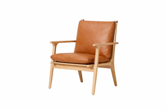 Rén loungestol, small, eg, hynder m. cognac læder