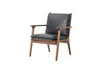 Rén Lounge-Sessel, small, Walnuss, Kissen m. Schwarz Leder