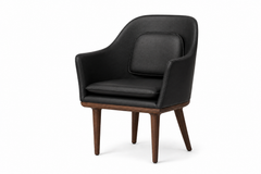 Lunar Lounge-Sessel, Small, Walnuss, Bellagio Black 7925 HR von Stellar Works