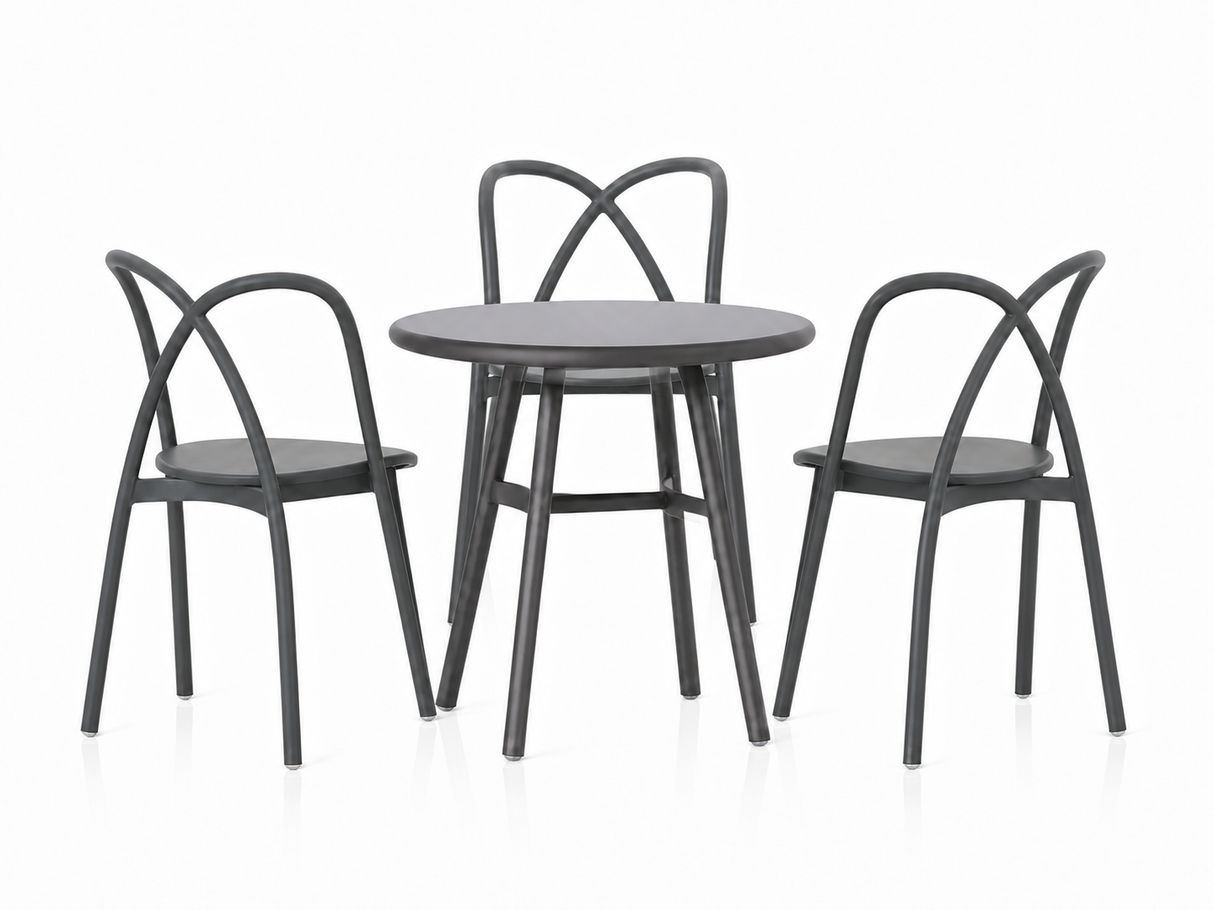 Ming cafésæt m. 3 stole og 1 bord, aluminium, grå fra Stellar Works - 1 - Jacobsen Plus