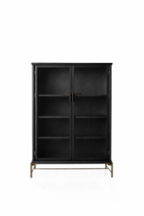 Dowry III Kabinett, schwarz Eiche, klar Glas von Stellar Works