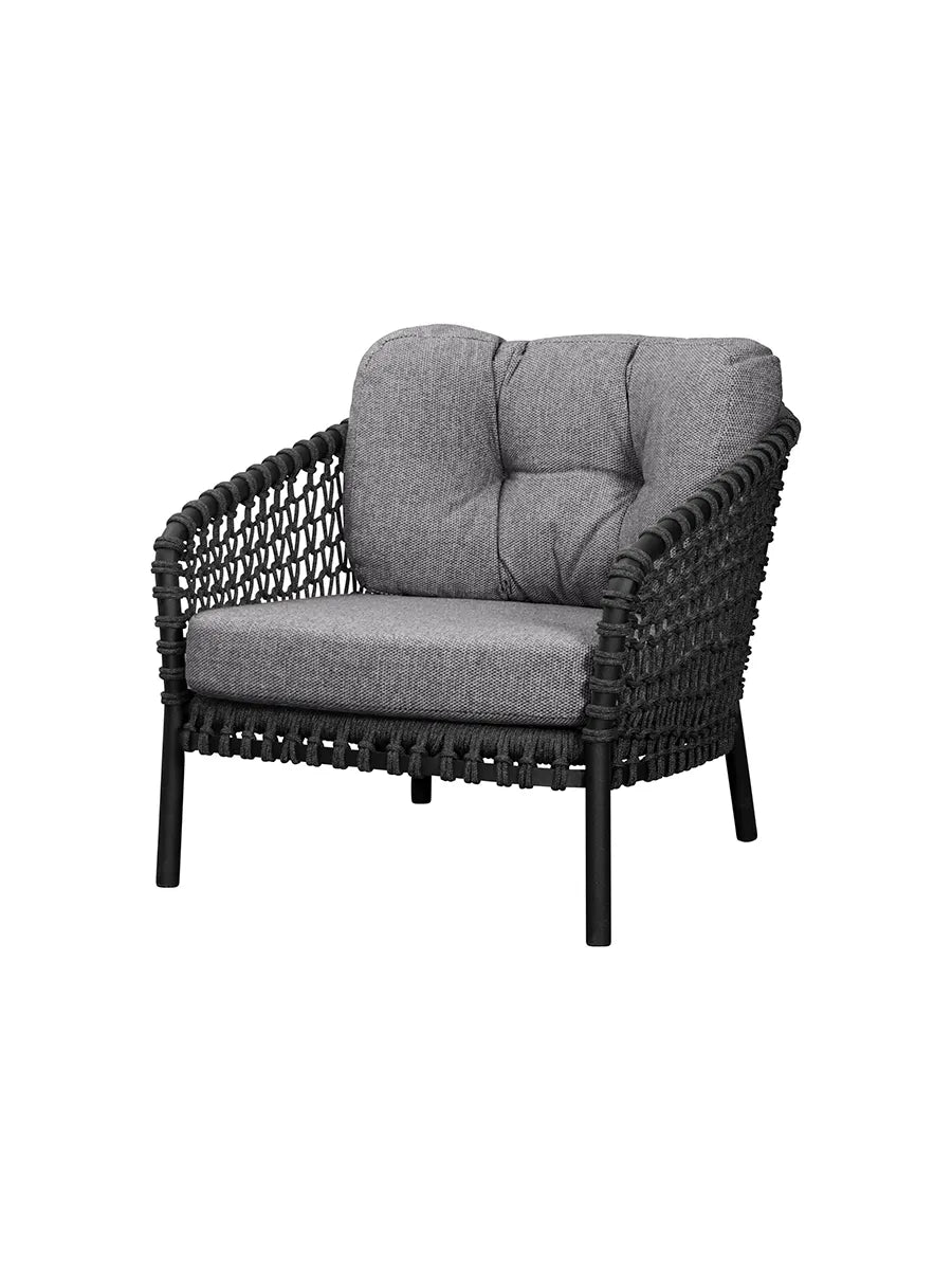 Ocean Large Lounge-Sessel, Soft Rope von Cane-line - Dark grey - Cane-line Wove mit QuickDry & Airflow - Jacobsen Plus