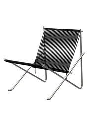 PK4 Lounge-Sessel in Schwarz, Stahlstel von Poul Kjærholm