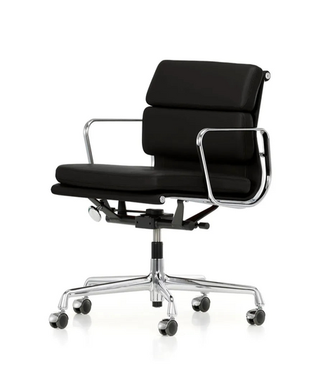Soft Pad Chair EA 217 Bürostuhl, schwarzes Leder/Chromgestell von Vitra - 1 - Jacobsen Plus