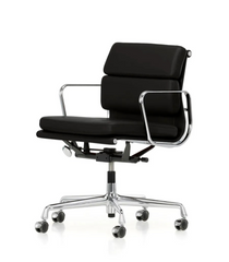 Soft Pad Chair EA 217 Kontorstol, sort læder/krom stel fra Vitra