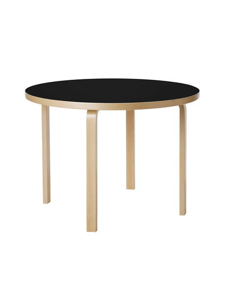 Aalto Table Round 90A, Ø100 cm fra Artek - Sort Linoleum - Jacobsen Plus
