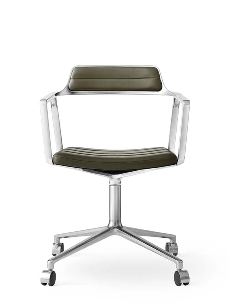 VIPP452 Swivel Chair m/hjul, bosco grün Leder fra Vipp - 1 - Jacobsen Plus