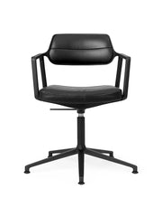 VIPP453 Swivel+ Chair m/schwarzem Gestell, schwarzes Leder von Vipp