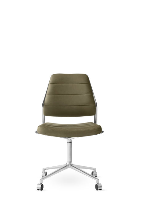 Vipp454 Swivel Stuhl mit Rollen - Bosco Grün Leder - Jacobsen Plus