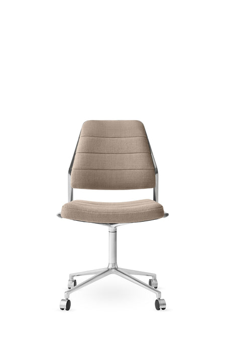 Vipp454 Swivel Stuhl mit Rollen - Dunkler sandfarbener Textil - Jacobsen Plus