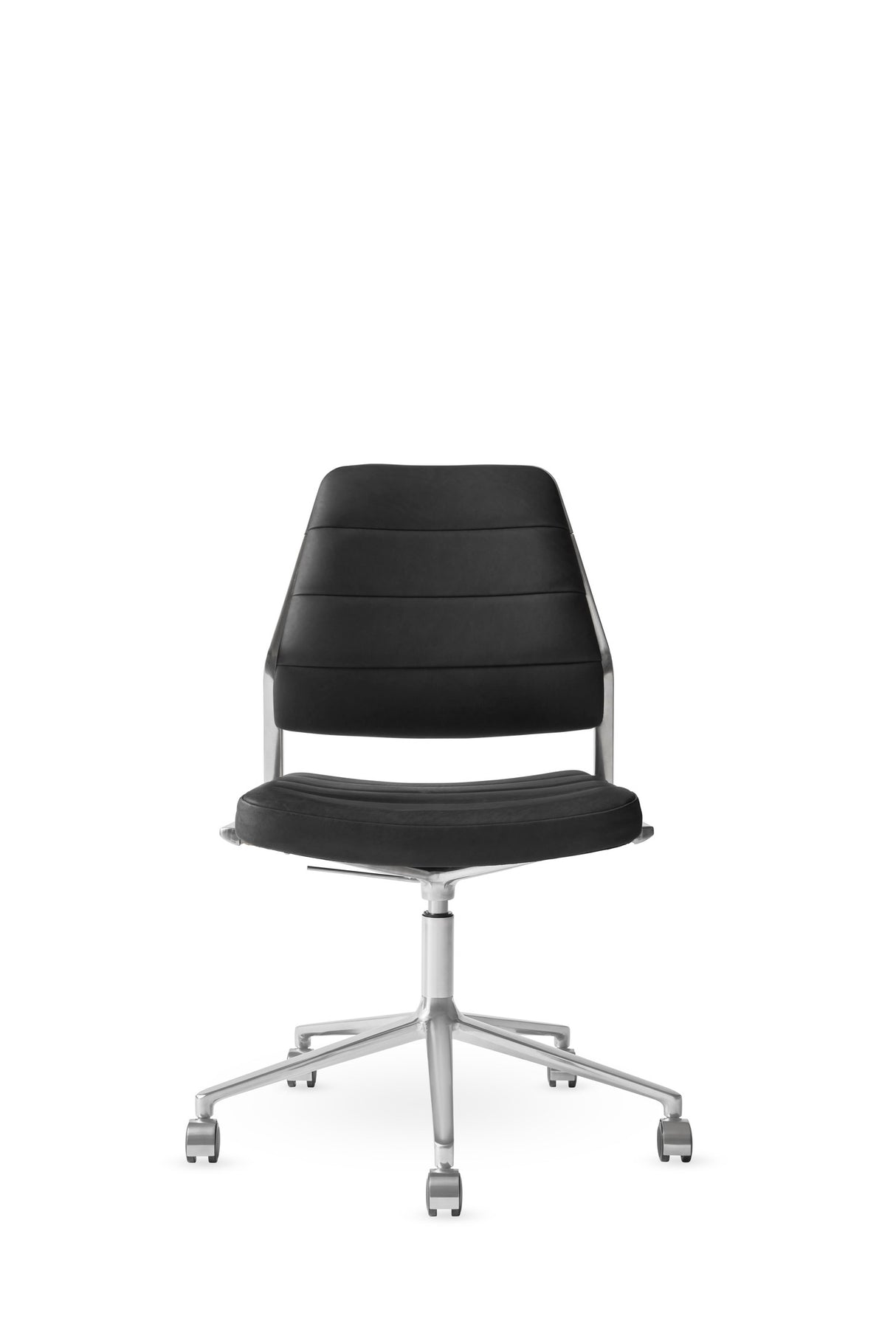 Vipp454+ Swivel Chair m/hjul - Sort læder - Jacobsen Plus