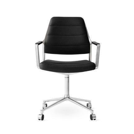 Vipp455 Swivel Chair m/hjul - Sort læder - Jacobsen Plus