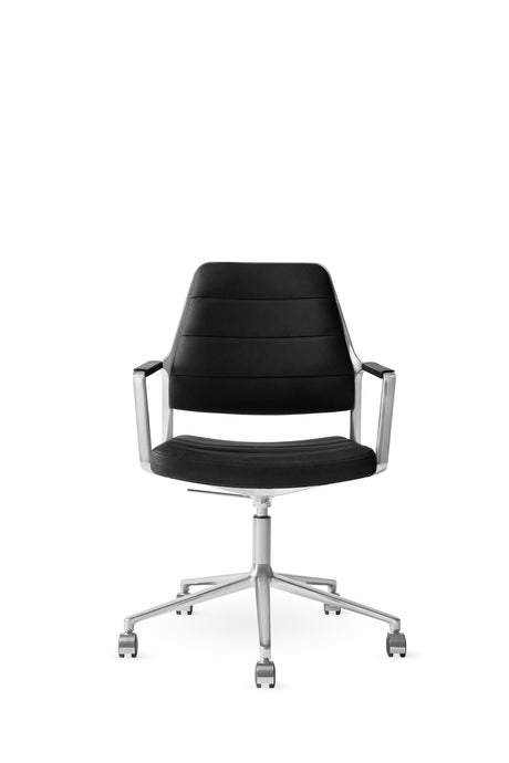 Vipp455+ Swivel Chair mit Rollen - Schwarz Leder - Jacobsen Plus
