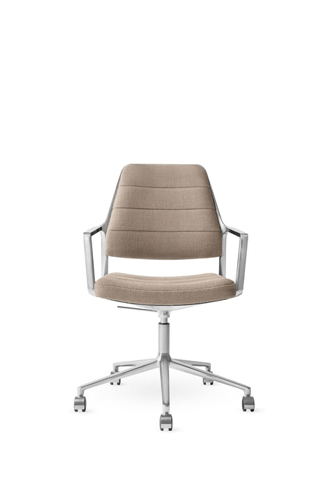 Vipp455+ Swivel Chair mit Rollen - Dunkler Sand Textil - Jacobsen Plus