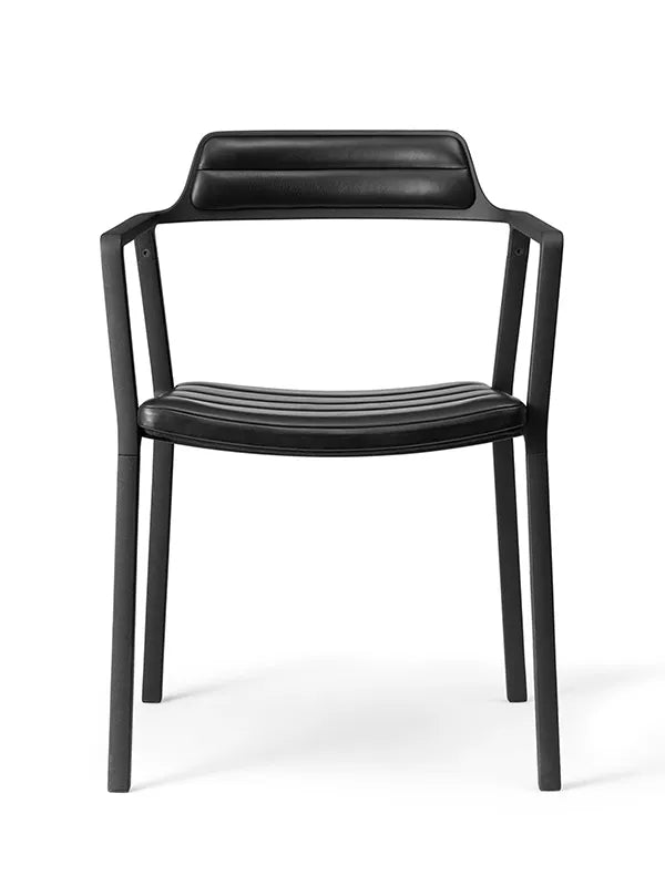Stuhl mit Leder von Vipp - Schwarzes Leder - Jacobsen Plus